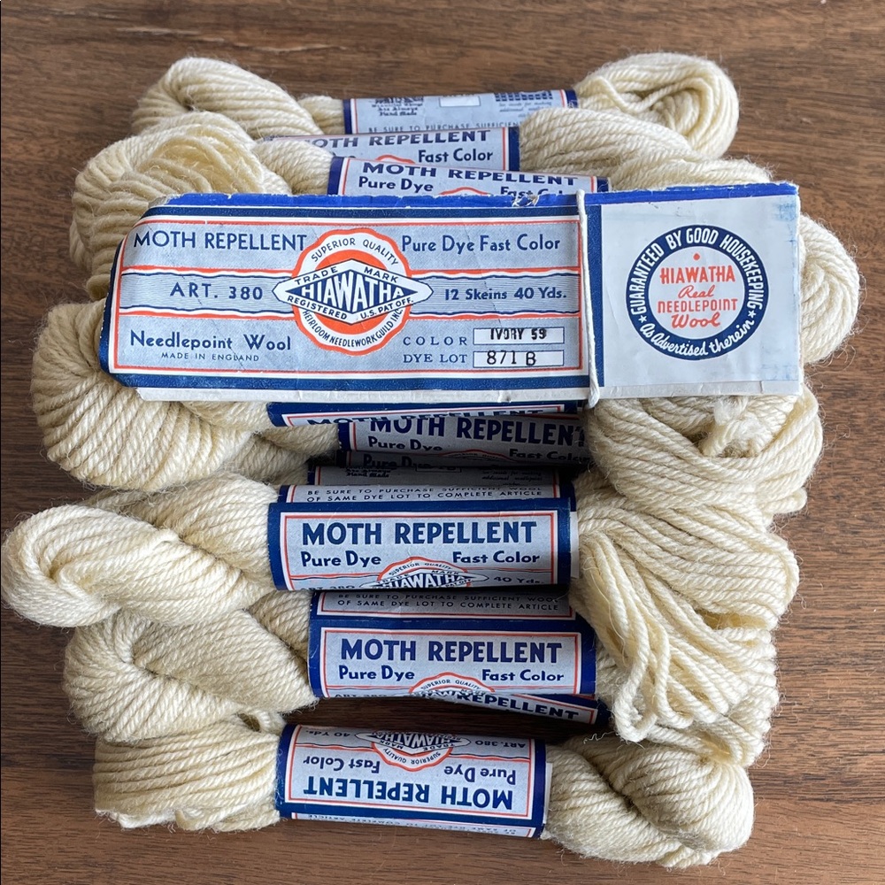 Cream Needlepoint Wool Yarn , lot of 15 skeins